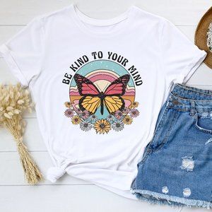 Women's Graphic Tees | Be Kind Shirt | Butterfly Shirt | Be Kind T-Shirt
